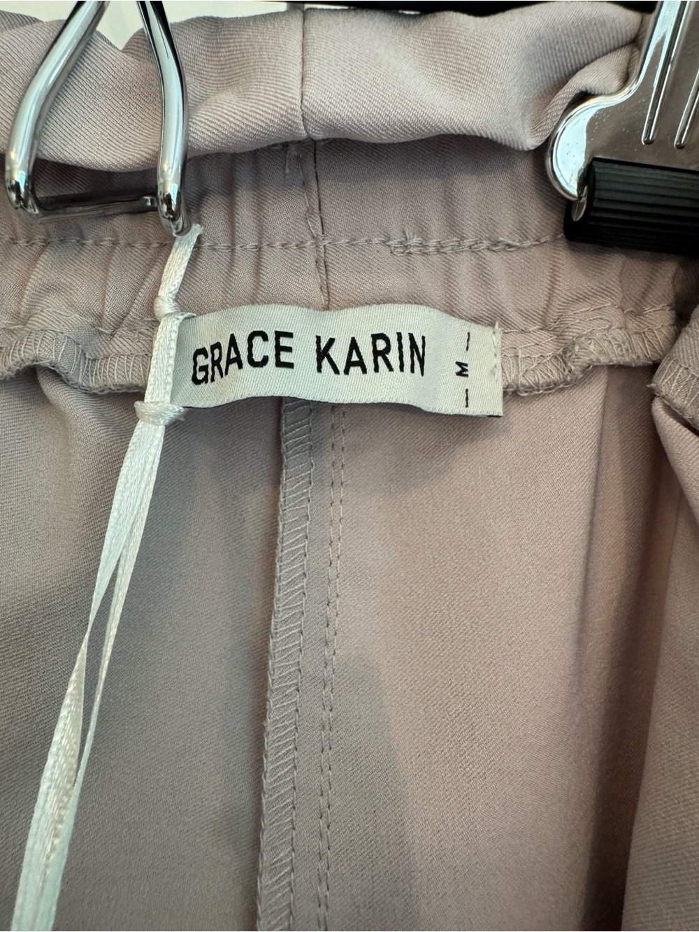 Grace Karin Tan High-Waist Paperbag Tie-Waist Shorts with Pockets NWT - Picture 4 of 7
